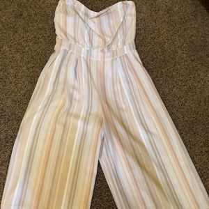 WHBM beige/white sleeveless jumpsuit.
